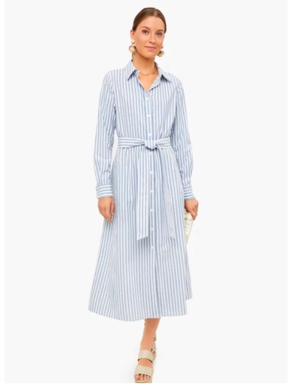 Tuckernuck Blue and White Striped Long-Sleeve Shirt Dress